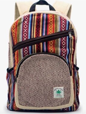 Anitya Hemp Multi Compartment Boho Daypack. Unisex EcoFriendly Travel Backpack